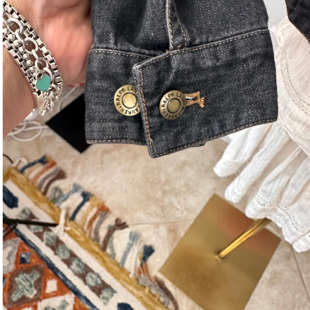 Ralph Lauren Denim SZ SM Moto VTGE Jacket Small Dark Indigo Blue /BL Buckle Neck - Picture 7 of 14